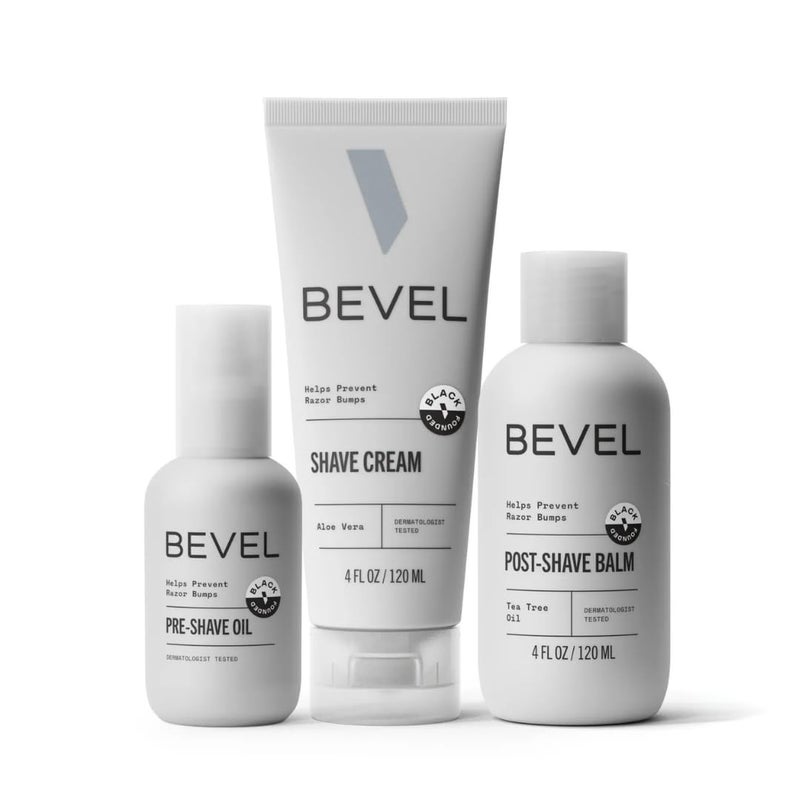 Bevel Shaving Kit for Men - Includes Pre Shave Oil, Shaving Cream, and After Shave Balm, Helps Reduce Skin Irritation and Prevent Razor Bumps - Image 1