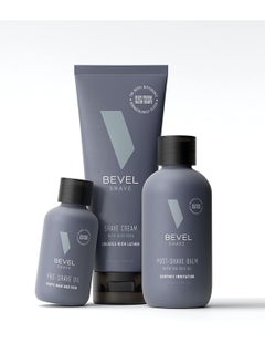Bevel Shaving Kit for Men - Includes Pre Shave Oil, Shaving Cream, and After Shave Balm, Helps Reduce Skin Irritation and Prevent Razor Bumps