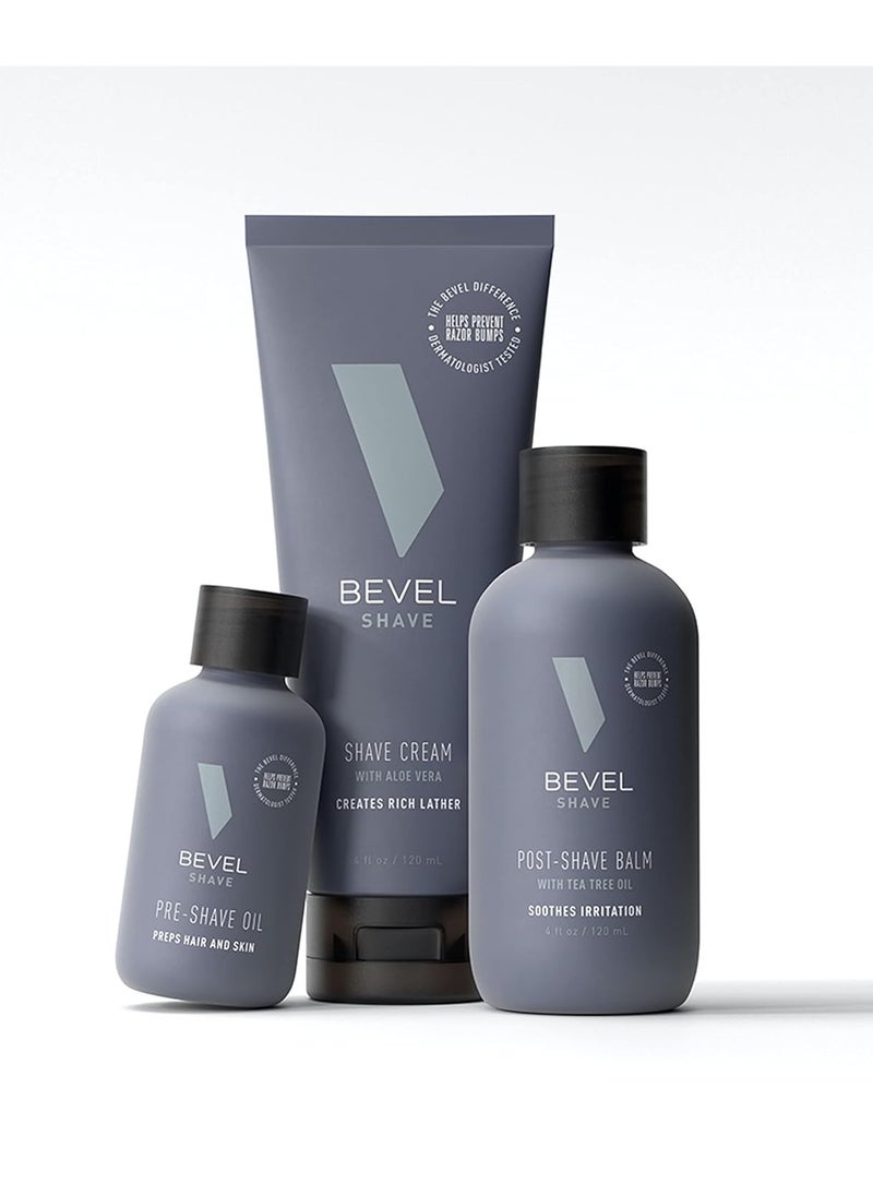 Bevel - Bevel Shaving Kit for Men - Includes Pre Shave Oil, Shaving Cream, and After Shave Balm, Helps Reduce Skin Irritation and Prevent Razor Bumps - Image 1