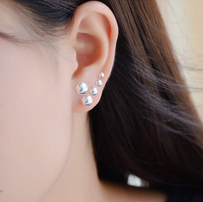 Obertis 925 Sterling Silver Stud Earrings for Women, Sterling Silver Earrings Tiny Stud Earrings for Multiple Piercings 5 Pairs Different Sizes Silver Stud Earrings Set 2mm 3mm 4mm 5mm 6mm - Image 3