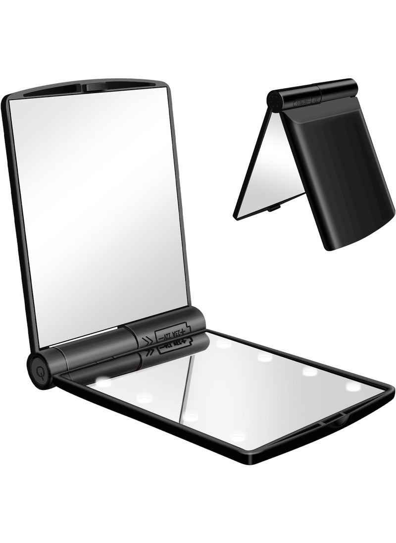 YUNYILAN YUNYILAN Compact Makeup Mirror, LED Lighted Makeup Mirror, Handheld & Portable for Travel & On The go (Black) 