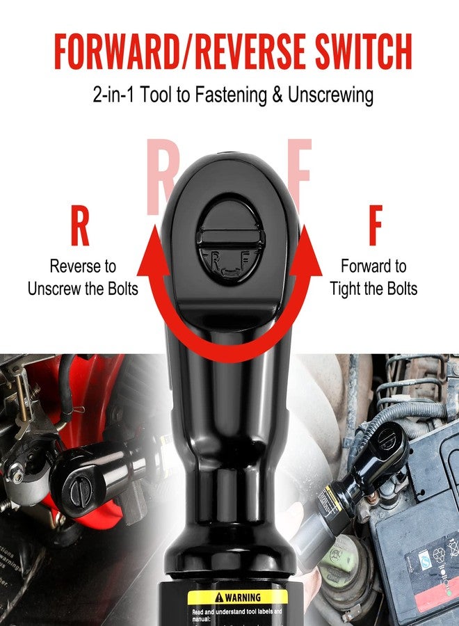 ووركبرو مفتاح ربط هوائي WORKPRO مقاس 3/8 بوصة، عزم دوران أقصى 50 قدمًا/رطل، 160 دورة في الدقيقة، عادم قابل للتعديل 360 درجة، تحكم أمامي/خلفي، هدية رائعة للرجال والأب - Image 3