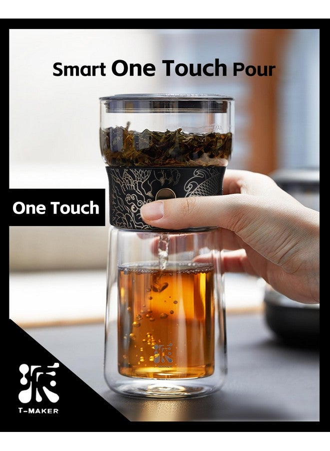 Zens ZENS Cool Glass Teapot with Infuser, Smart One Touch Tea Maker for Loose Tea Diffusers with Insulated Mug and Portable Tea Kits, Enchanted Teapot Alternatives for Tea Lover Gifts - Image 2