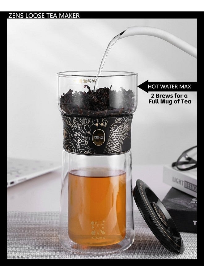 Zens ZENS Cool Glass Teapot with Infuser, Smart One Touch Tea Maker for Loose Tea Diffusers with Insulated Mug and Portable Tea Kits, Enchanted Teapot Alternatives for Tea Lover Gifts - Image 3