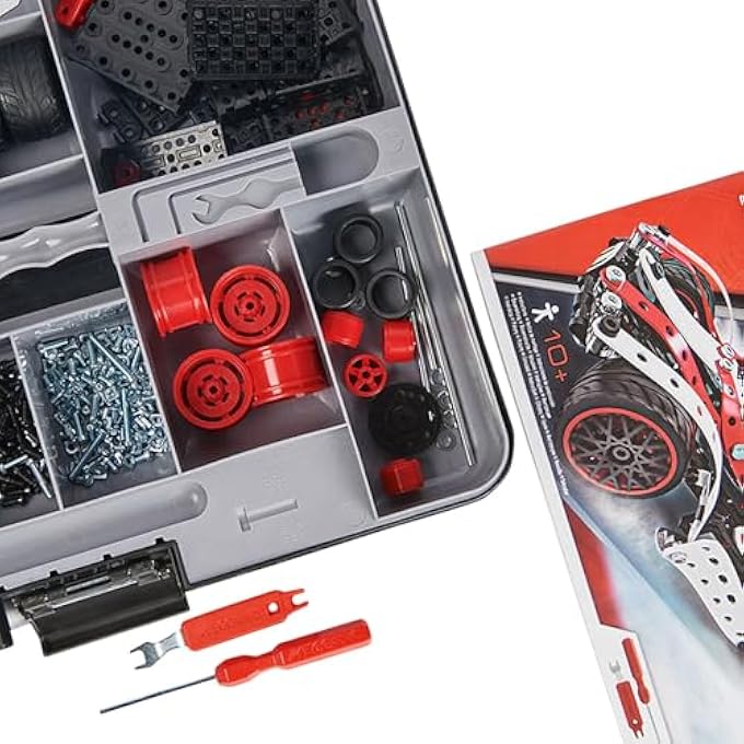 Meccano 27-IN-1 MOTORIZED SUPERCAR STEM MODEL BUILDING KIT 466 COUNT - Image 4