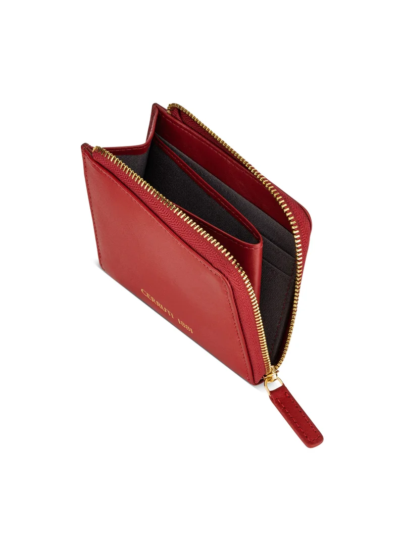 شيروتي 1881 Red Leather Zip Around Wallet for Women's