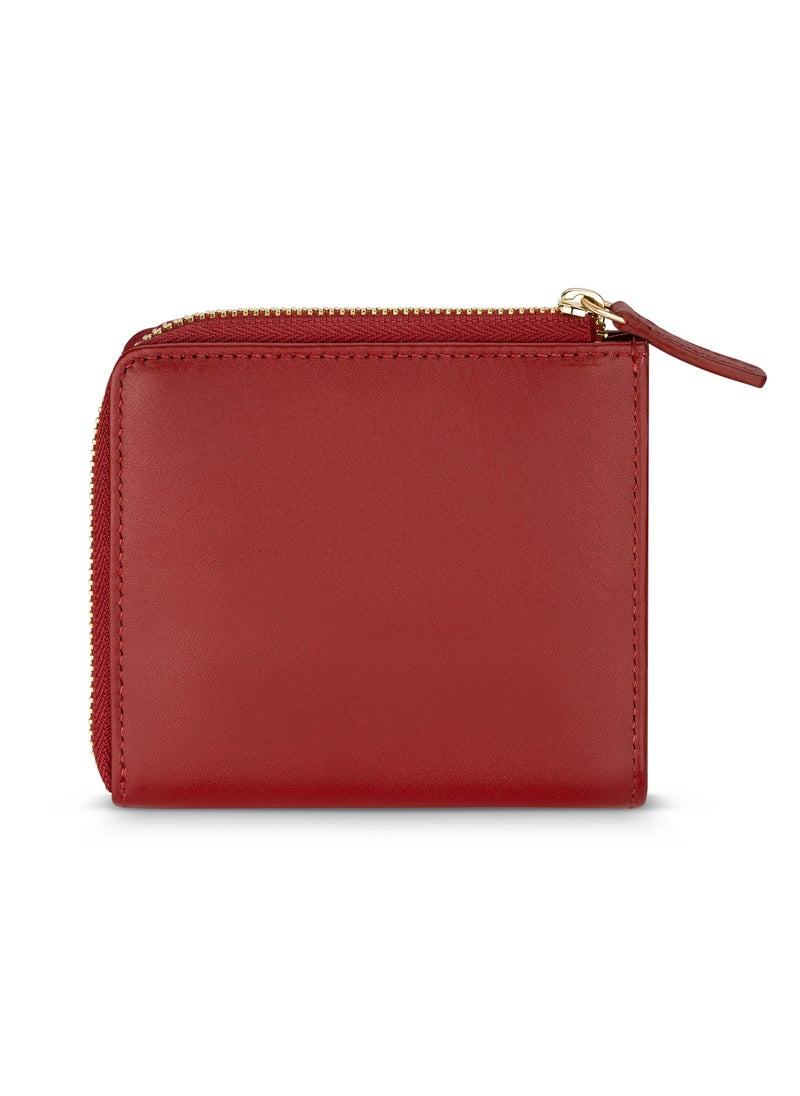 CERRUTI 1881 - Red Leather Zip Around Wallet for Women's - Image 1