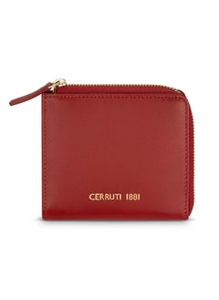 Red Leather Zip Around Wallet for Women's