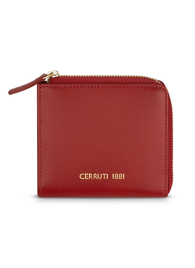 CERRUTI 1881 - Red Leather Zip Around Wallet for Women's - Image 1