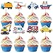 Machomby 40Pcs Transportation Cupcake Toppers Cute Car Truck Airplane Ship Cupcake Picks Transportation Cake Topper Picks for Kids Birthday Baby Shower Vehicle Party Cake Toppers Decorations - Image 2