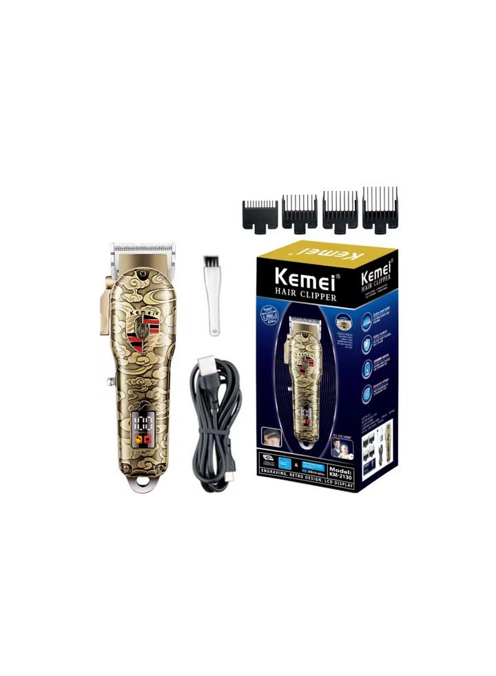 ماكينة الحلاقة الإحترافيه Kemei KM-2130 المعدنيه بشاشة ليد ملونه وذراع تحكم فى الشفرات - Image 1