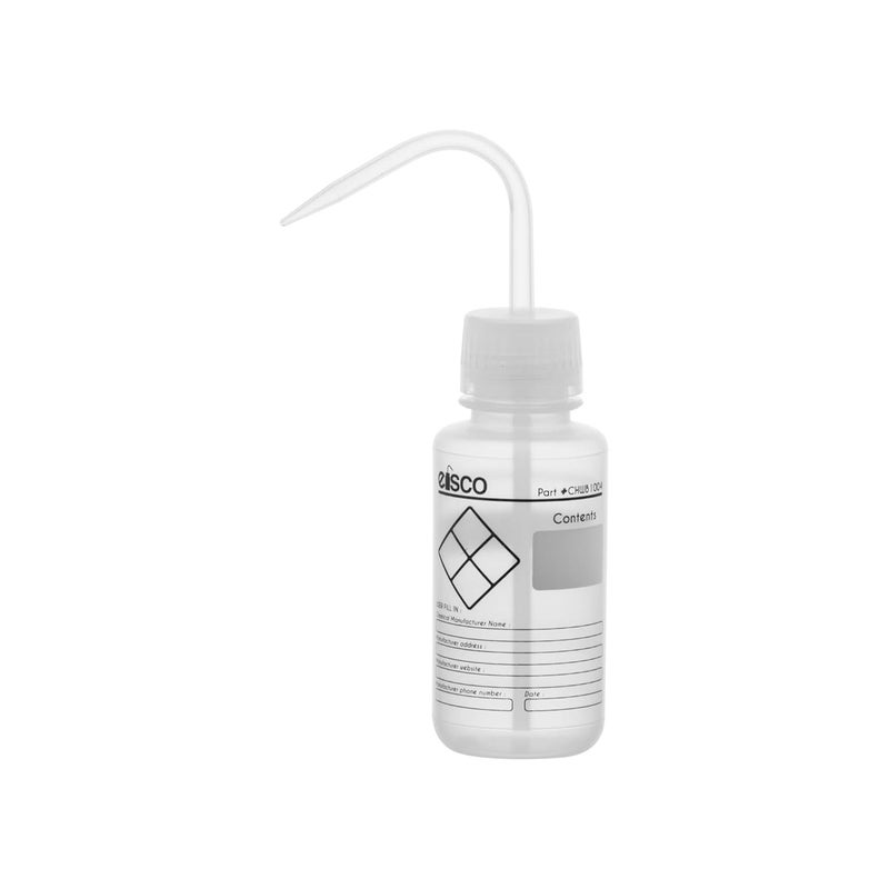 EISCO Chemical Wash Bottle, Blank Labels, 250ml - Wide Mouth, Self Venting, Low Density Polyethylene - Performance Plastics Labs - Image 1