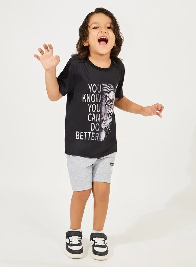 ستايلي Tiger & Letter Printed T-Shirt