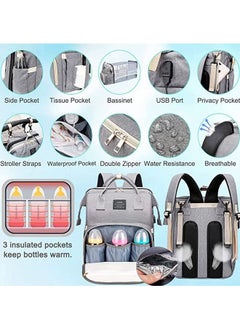 Arabest New Style Multifunctional Portable Mommy Bed Backpack With Mosquito Net For Baby (Grey)  - Image 3
