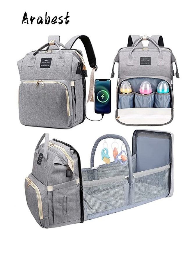 Arabest New Style Multifunctional Portable Mommy Bed Backpack With Mosquito Net For Baby (Grey)  - Image 1