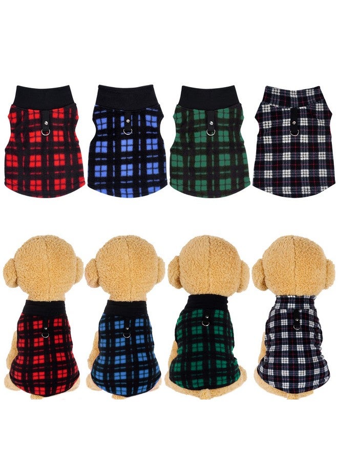 Rbenxia 4 Pieces Buffalo Plaid Dog Sweaters With Leash Ring Soft Fleece Vest Dog Pullover Warm Jacket Pet Dog Clothes Winter Dog Outfits For Small Puppy Cat Pets (XSmall) - Image 3