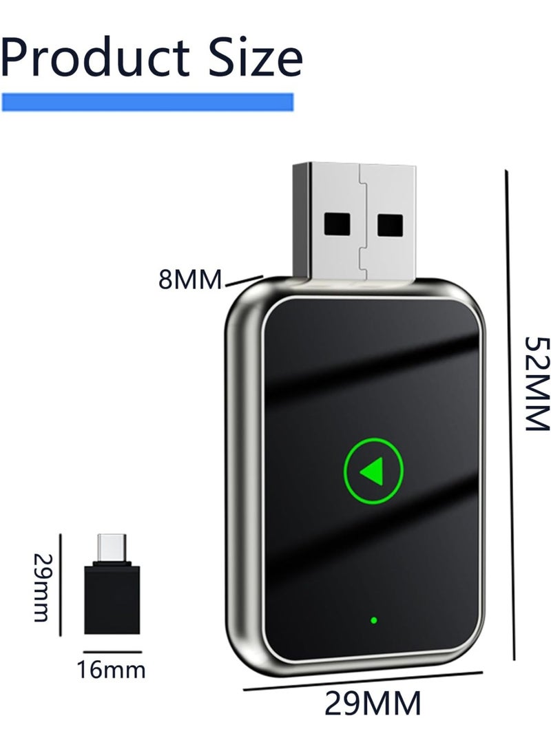 محول لاسلكي 2 في 1 لـ CarPlay وAndroid Auto – حجم صغير، تشغيل فوري، تحويل من سلكي إلى لاسلكي، USB وType-C، متوافق مع iPhone وأندرويد - Image 2