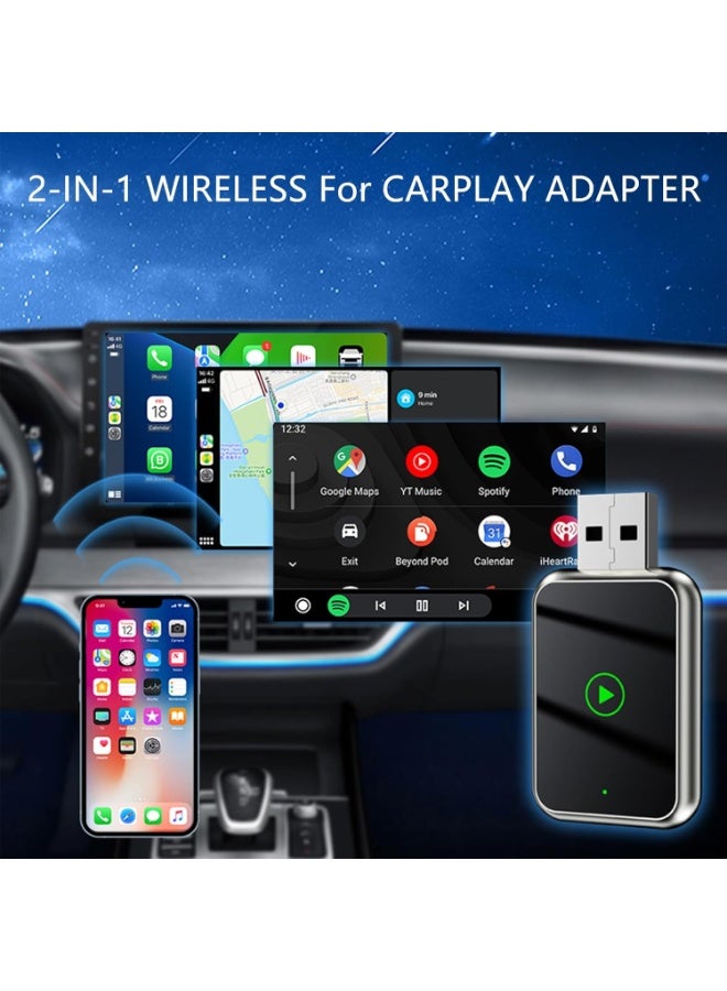 محول لاسلكي 2 في 1 لـ CarPlay وAndroid Auto – حجم صغير، تشغيل فوري، تحويل من سلكي إلى لاسلكي، USB وType-C، متوافق مع iPhone وأندرويد - Image 3