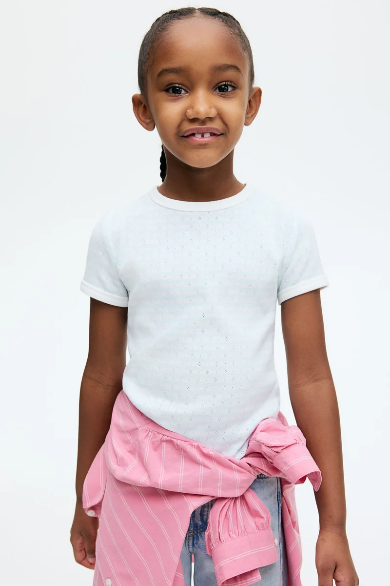 H&M Short-sleeved pointelle jersey top