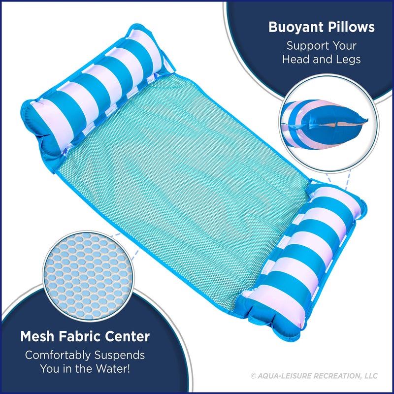 Aqua Leisure Aqua Original 4-in-1 Monterey Hammock Pool Float & Water Hammock – Multi-Purpose, Inflatable Pool Floats for Adults – Patented Thick, Non-Stick PVC Material – Light Blue - Image 3