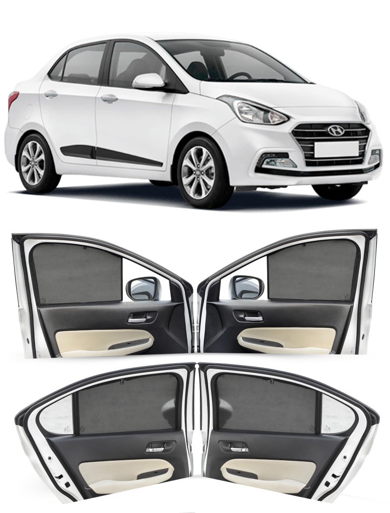 Autofact Car Sunshades for Hyundai Xcent (2014 to 2020), UV Protection, Useful Car Accessories, Custom fit Sun Shades for Side Windows, Set of 4 - Image 1
