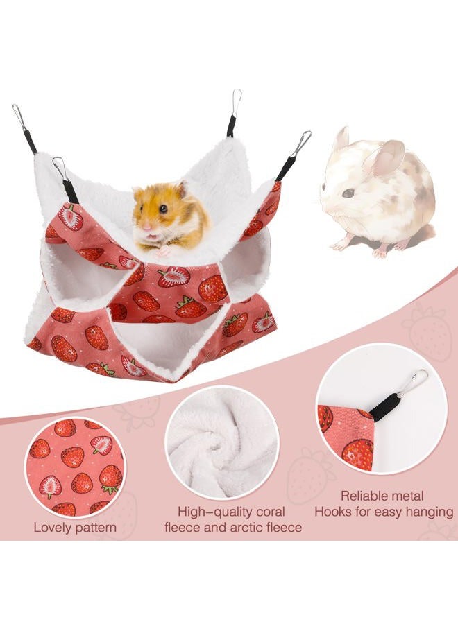 Xinrui 3 Layer Guinea Pig Cage Hammock, Cute Rat Hamster Hanging Hammock Bed Soft Warm Small Animals House Cage Accessories Toy for Ferret Squirrel Chinchilla Parrot Sugar Glider - Image 2