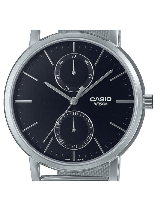 CASIO Men Watch Analog Multi Hand Black Dial Stainless Steel Mesh Band MTP-B310M-1AVDF - Image 3