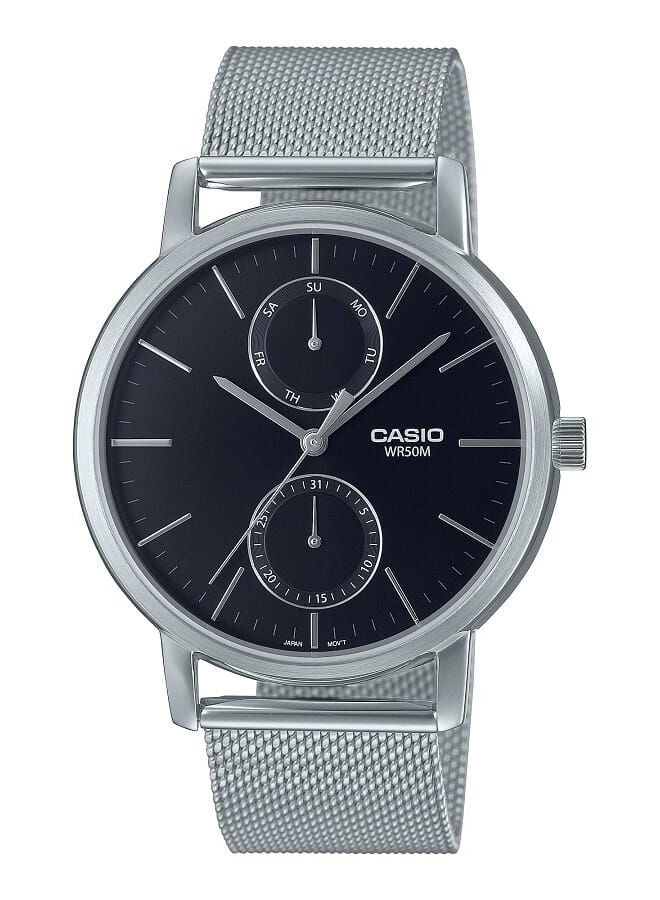 CASIO Men Watch Analog Multi Hand Black Dial Stainless Steel Mesh Band MTP-B310M-1AVDF - Image 1