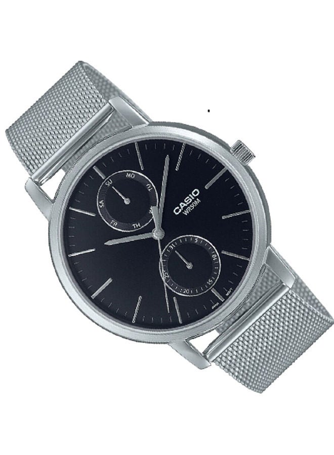 CASIO Men Watch Analog Multi Hand Black Dial Stainless Steel Mesh Band MTP-B310M-1AVDF - Image 2