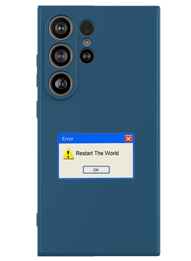 Theodor Protective Slim Fit Case Liquid Silicone Cover with Full Body Protection Anti-Scratch Shockproof Case For Samsung Galaxy S25 Ultra (Blue) - Restart the world - Image 1