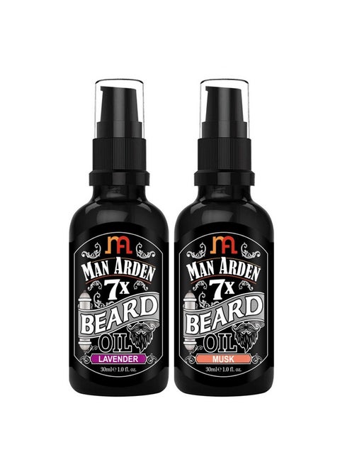 7X Beard Oil Grooming Combo | Beard Oil (Musk) + Beard Oil (Lavender) 30Ml Each