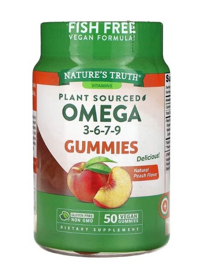 Nature's Truth Plant Sourced Omega 3 6 7 9 Gummies Peach 50 Vegan Gummies  - Image 1