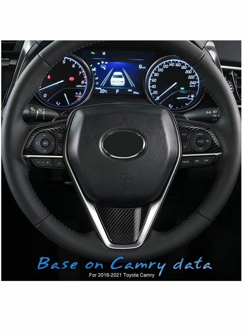 SYOSI - Auto ABS Steering Wheel Cover Trim Frame Sticker Sport Style - Carbon Fiber Grain, for Toyota Camry 2022 2021 2020 2019 2018, for Avalon Accessories (3pcs) - Image 1