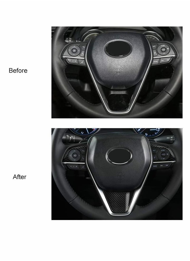 SYOSI - Auto ABS Steering Wheel Cover Trim Frame Sticker Sport Style - Carbon Fiber Grain, for Toyota Camry 2022 2021 2020 2019 2018, for Avalon Accessories (3pcs) - Image 1