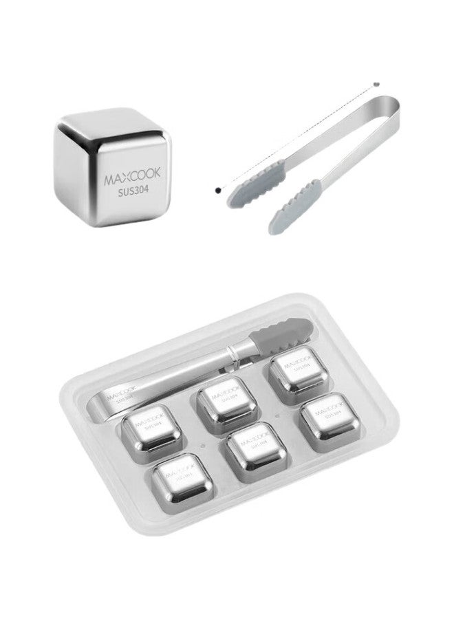 MAX COOK Meichun (Maxcook) 304 Stainless Steel Ice Cube Tray, 6 Cubes + Silicone Ice Tongs + Pp Box Mcpj8161 - Image 1