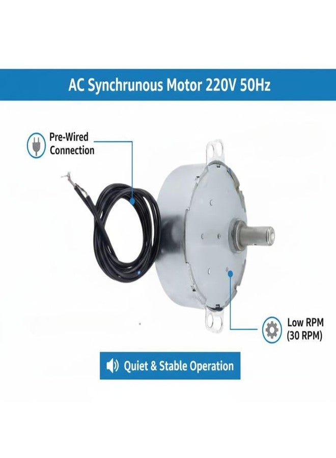 ESPtronics محرك تأرجح متزامن من إي إس بيترونيكس، يعمل بتيار متردد 220 فولت، 50 هرتز، بسرعة 30 دورة في الدقيقة، هيكل معدني، محرك بطيء السرعة، مناسب لمشاريع العلوم والهندسة والرياضيات (STEM) ومجموعات الأعمال اليدوية (اصنعها بنفسك) باستخدام قرص دوار مؤقت - Image 4