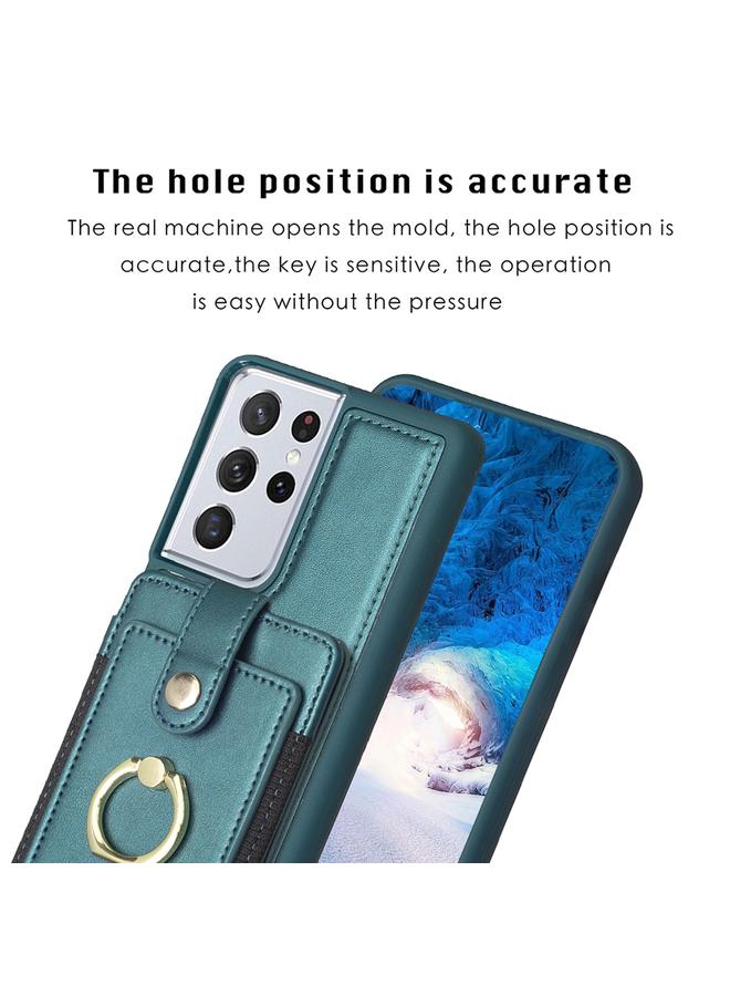 S-TOP Case For Samsung Galaxy S21 Ultra 5G BF27 Metal Ring Card Bag Holder Phone Case - Image 3