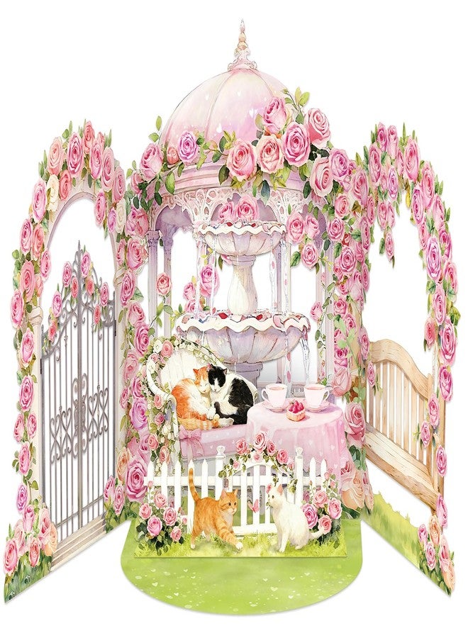 D4DREAM Pop Up Cat Valentines Card - Kittens in Romantic Rose Garden 3D Valentines Card for Her, Wife, Girlfriend Cat Lovers, Handmade Gift for Anniversary Valentine’s Day Gift - Image 1