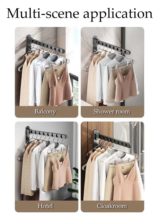 DUNISO Foldable Clothes Rack, Drying Rack Space Saving Clothing Hanging, Wall Mounted Closet Storage Organizer, Sturdy Hanging Dryer Rack, Clothes Hanger Rack for Door for Laundry, Bedroom, Washroom, Black - Image 4