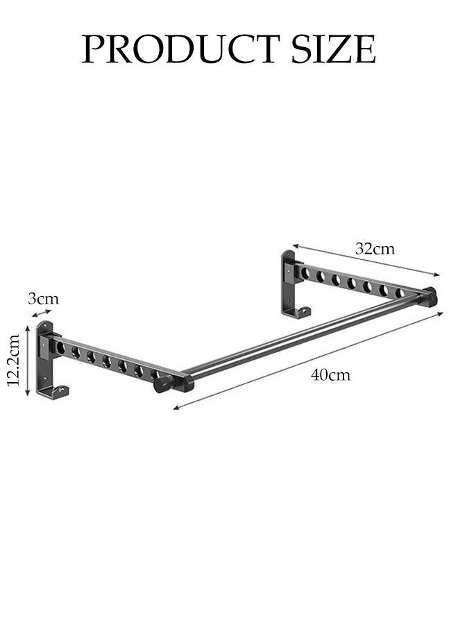 DUNISO Foldable Clothes Rack, Drying Rack Space Saving Clothing Hanging, Wall Mounted Closet Storage Organizer, Sturdy Hanging Dryer Rack, Clothes Hanger Rack for Door for Laundry, Bedroom, Washroom, Black - Image 2