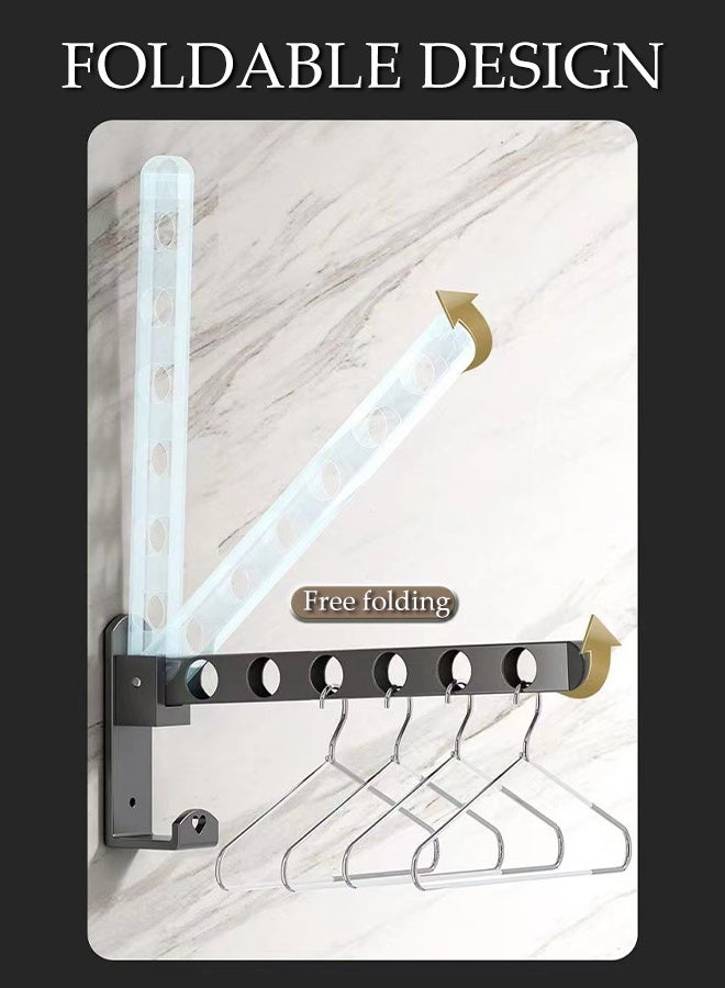 DUNISO Foldable Clothes Rack, Drying Rack Space Saving Clothing Hanging, Wall Mounted Closet Storage Organizer, Sturdy Hanging Dryer Rack, Clothes Hanger Rack for Door for Laundry, Bedroom, Washroom, Black - Image 3