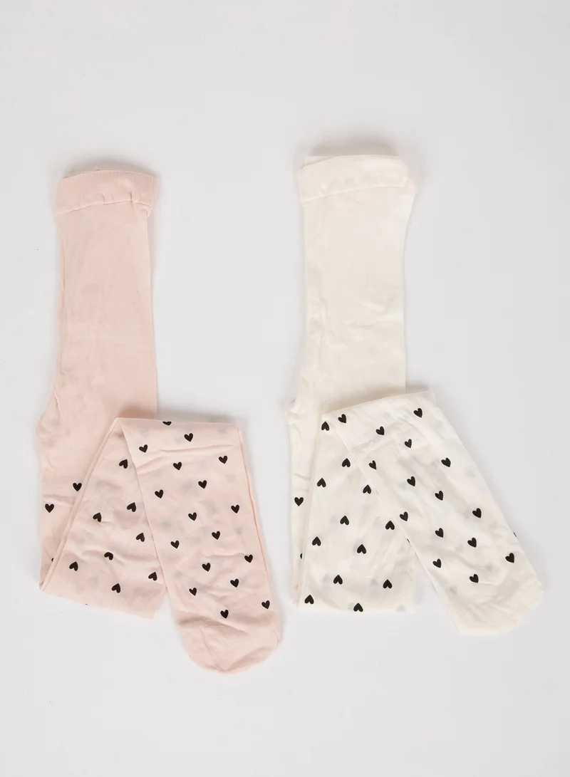 DeFacto 2-Pack Heart Patterned Tights
