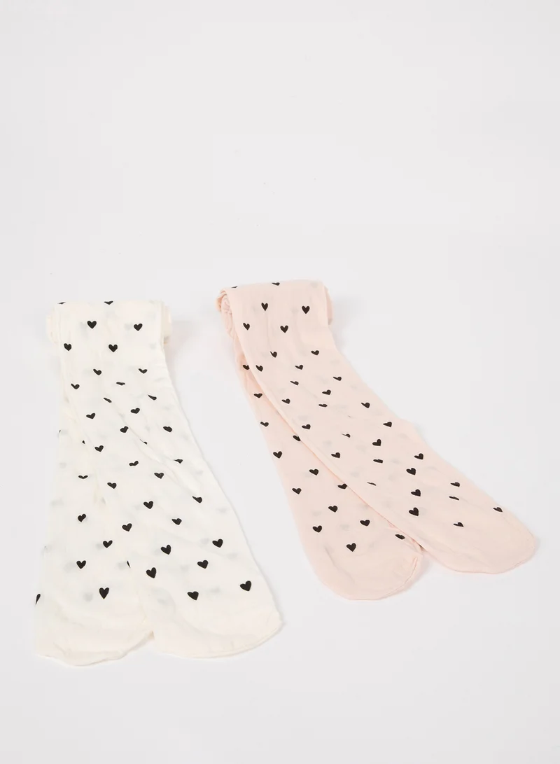 DeFacto 2-Pack Heart Patterned Tights