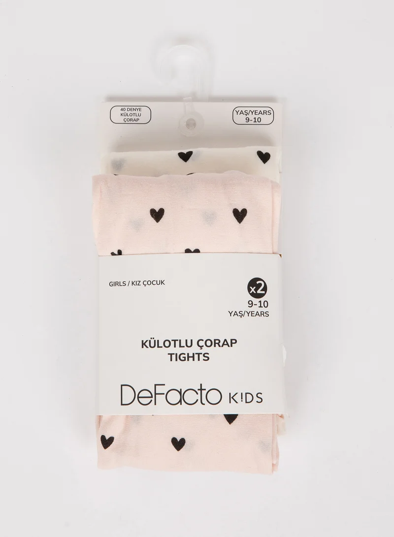 DeFacto 2-Pack Heart Patterned Tights