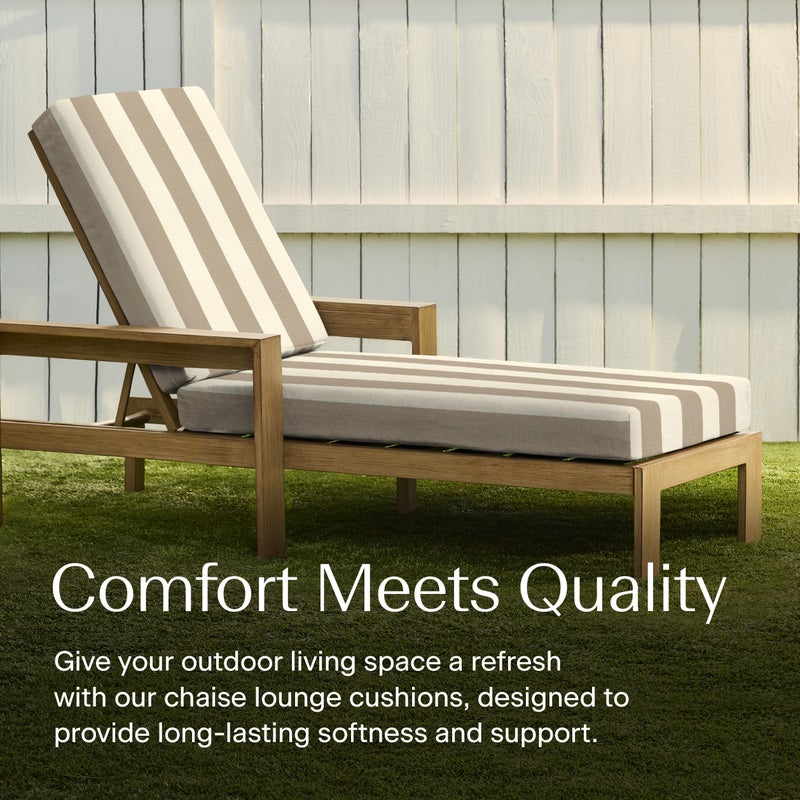 Honeycomb Outdoor Heritage Chaise 21.5 x 70, Cabana Stripe Tan Chaise Lounge Cushion with Removable Cover, for Patio Furniture - Image 2