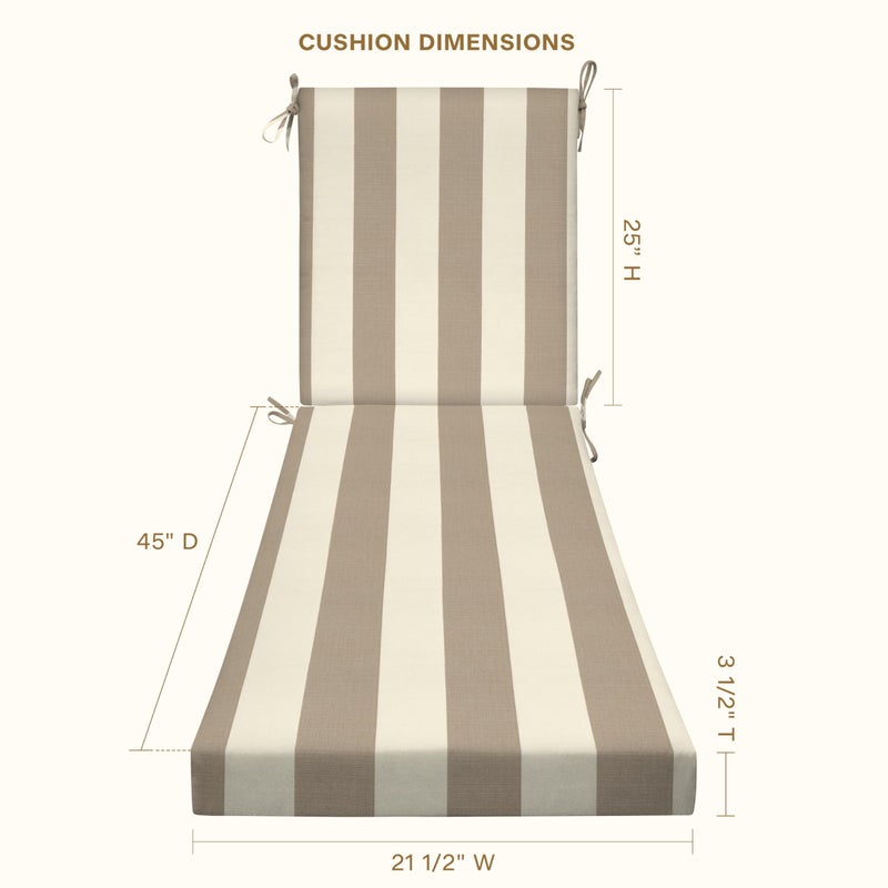 Honeycomb Outdoor Heritage Chaise 21.5 x 70, Cabana Stripe Tan Chaise Lounge Cushion with Removable Cover, for Patio Furniture - Image 4