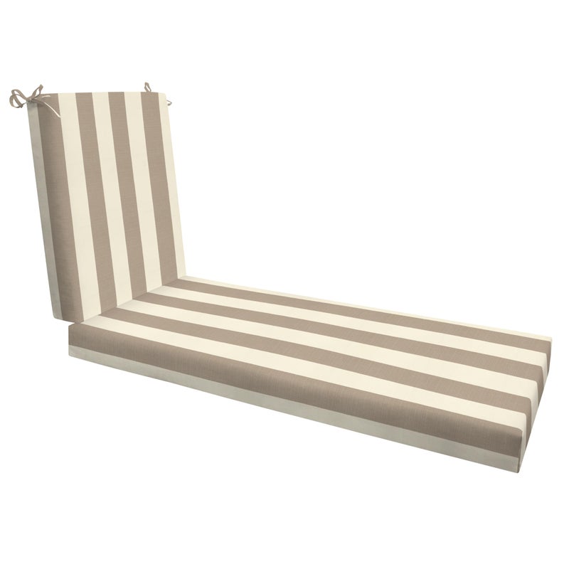 Honeycomb Outdoor Heritage Chaise 21.5 x 70, Cabana Stripe Tan Chaise Lounge Cushion with Removable Cover, for Patio Furniture - Image 1