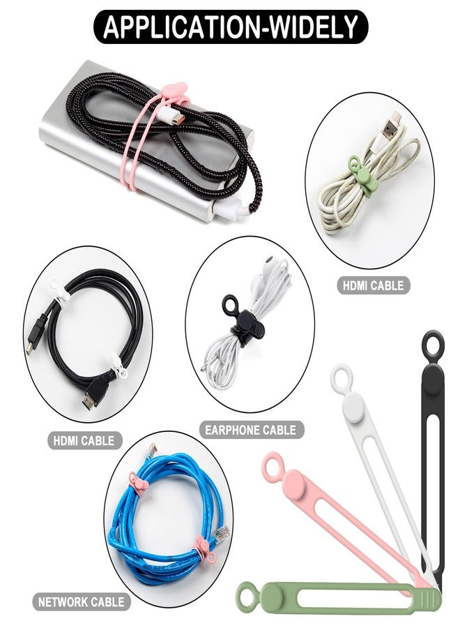 OneLeaf 48Pcs Cord Organizer Kit, Reusable Elastic Silicone Cable Ties, Strong Adhesive Cable Clips for Cable Management, Multipurpose Wire Management Kit for Bundling and Fastening Various Wires - Image 4