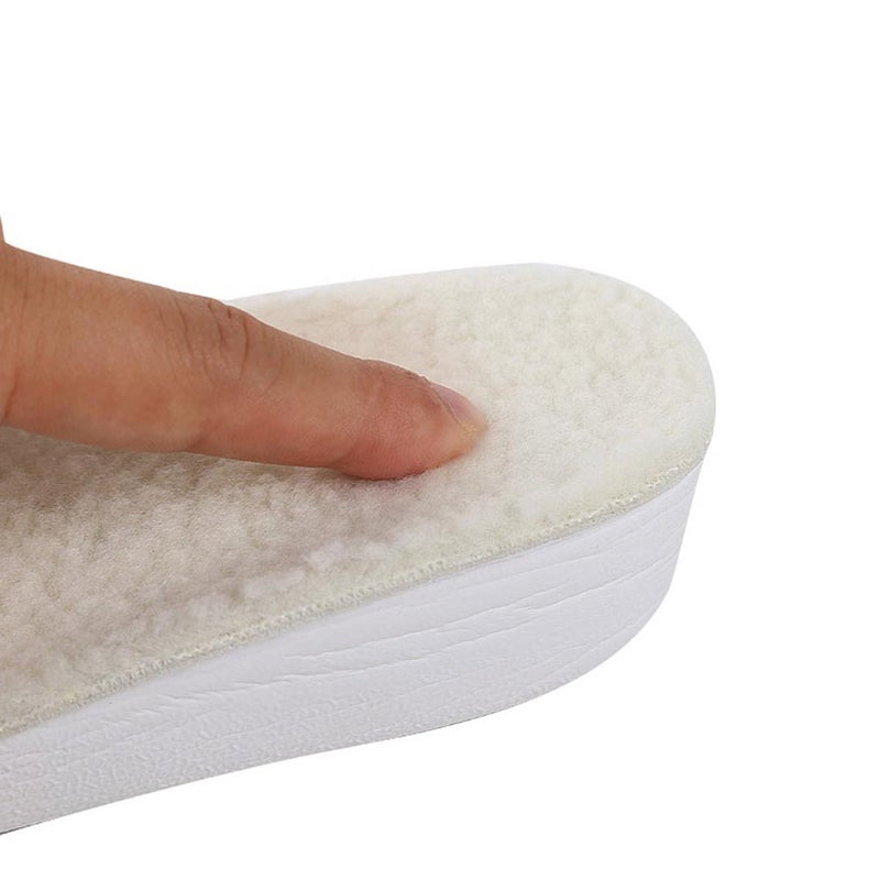 1 Pair of Warm Wool PU Height Increase Shoe Pads Practical Shoe Cushion for Women Men Size L (2.5cm) - Image 2