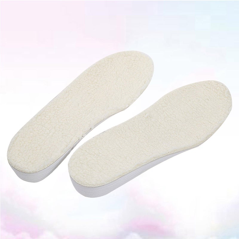 1 Pair of Warm Wool PU Height Increase Shoe Pads Practical Shoe Cushion for Women Men Size L (2.5cm) - Image 3